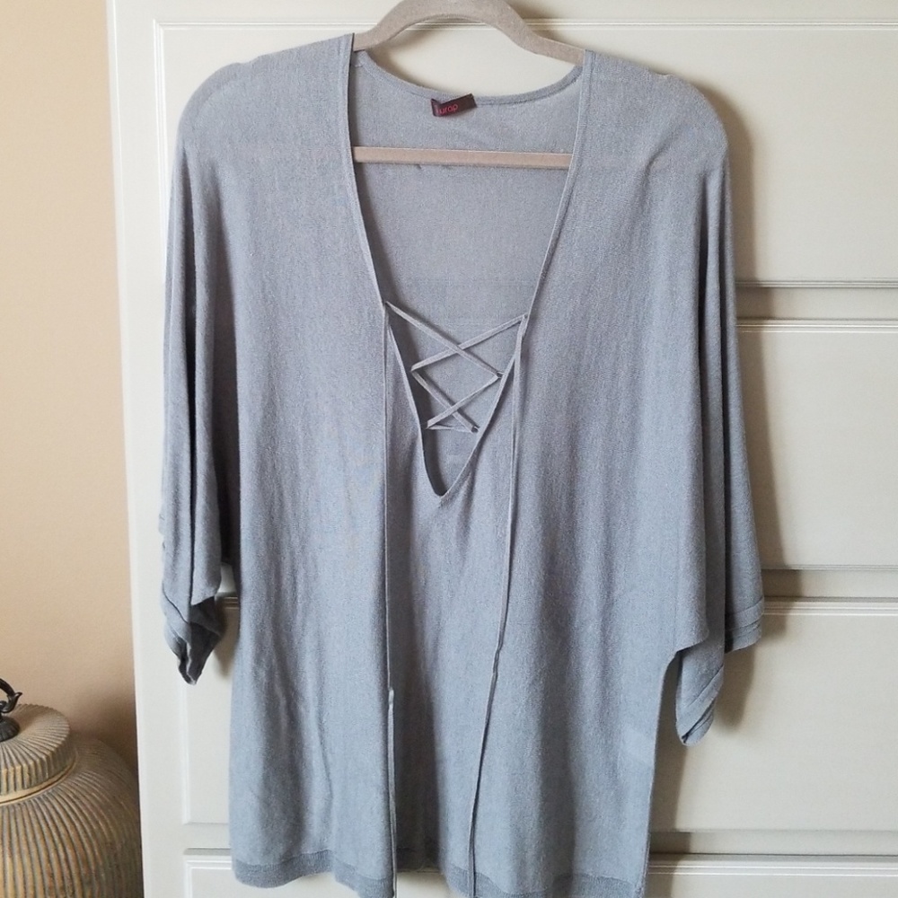 Wrap London lace up, v-neck sweater size 8